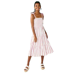 Draper James Smocked Midi Dress XL – Tie Strap Cottagecore Picnic Vibes